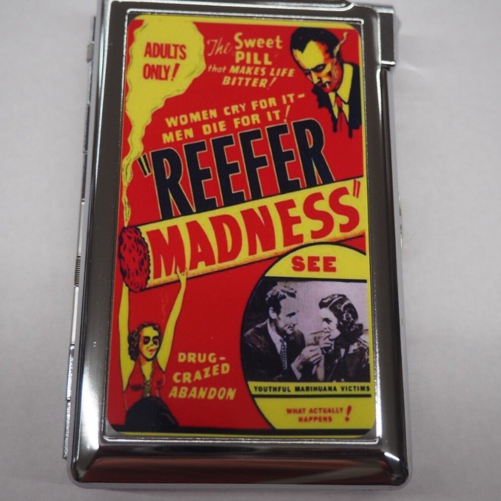 Reefer Madness Cigarette Case With Built In Butane Lighter